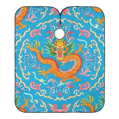 Chinese Culture Dragon Pattern Blue Salon Color Capes with Adjustable Snap Closure, Waterproof haircutting Capes for Adults bata para cortar Cabello 65" x 55"