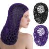 2 PCS Long Hair Nets for Sleeping Mesh Crochet Hair Wrap Breathable Sleep Cap for Women Reusable Elastic HairnetBlackPurple view 1