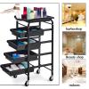 5-Layer Salon Trolley Cart with Brakes - Mobile Rolling Storage Rack for Barbers, Hairdressers & Beauty Professionals - Sturdy, Durable Universal Shelf with Selected Hardware, Silver Finish view 2