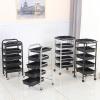 5-Layer Salon Trolley Cart with Brakes - Mobile Rolling Storage Rack for Barbers, Hairdressers & Beauty Professionals - Sturdy, Durable Universal Shelf with Selected Hardware, Silver Finish view 3