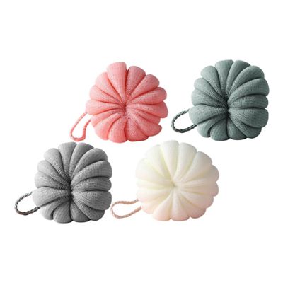 Healeved 4Pcs Soft Pumpkin Bath Balls Gentle Mesh Shower Flowers for Exfoliating Comfortable Experience for Family Friends Premium Pe Material