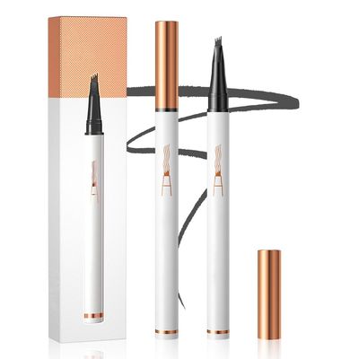 2 Pcs Eyebrow Pen, 2025 New 3D Waterproof Microblading Eyebrow Pencil 4 Tipped Brown Pen, Natural Makeup Long-Lasting Fine Stroke Magic Eyebrow Pencil Stay on All Day (Gray)