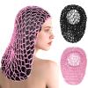 2 PCS Long Hair Nets for Sleeping Mesh Crochet Hair Wrap Breathable Sleep Cap for Women Reusable Elastic HairnetBlackPink view 1