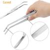 2 Pack Precision Stainless Steel Tweezers Set - Curved & Straight Tips for Electronics Repair, Craft, Jewelry Making (ST11) view 2