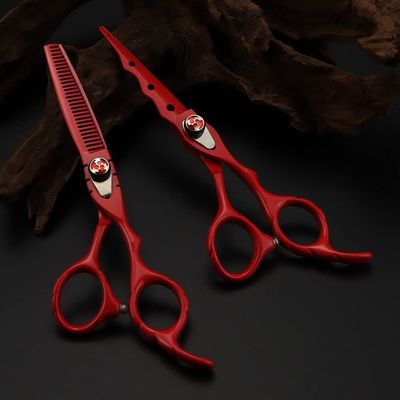 Hair Cutting Scissors, Professional Japan Steel 6 '7 Colors Flame Set Cutting Barber Haircut thinning Shears Hairdressing Scissors by (Blue)