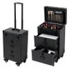 CAIHAOA Rolling Makeup Train Case, Professional Cosmetology Case on Wheels, 2 Large Drawers, 4 Wheels(2 with Brakes), Cosmetic Trolley Travelling Cart for Makeup Enthusiasts, Hair Barbers/stylists view 1