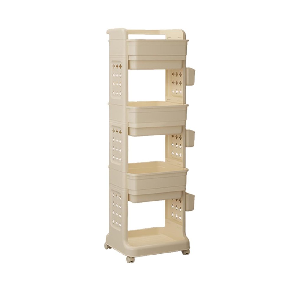 Barbershop Beauty Trolley with Wheels - Salon Storage Rack, Multi-Layered Organizer with Side Ventilation & Hanging Basket, Increased Height for Spa & Tattoo Use (38.5x35.5x117cm)