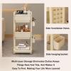 Barbershop Beauty Trolley with Wheels - Salon Storage Rack, Multi-Layered Organizer with Side Ventilation & Hanging Basket, Increased Height for Spa & Tattoo Use (38.5x35.5x117cm) view 3