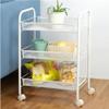 3-Tier Rolling Salon Trolley Storage Cart - Multifunctional Grid Shelving Unit with Smooth Finish, Durable Carbon Steel Frame, Perfect for Beauty Salons, Spa, and Home Use - White view 1