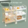 3-Tier Rolling Salon Trolley Storage Cart - Multifunctional Grid Shelving Unit with Smooth Finish, Durable Carbon Steel Frame, Perfect for Beauty Salons, Spa, and Home Use - White view 2
