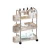 Beauty Salon Trolley with Wheels, 360 Swivel Casters, Hanging Basket, Compact Storage Rack for Barbershop, Spa, Tattoo - Clear, 38x28x77cm view 1
