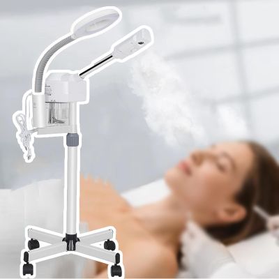 2-in-1 Beauty Facial Steamer,Hot Mist Facial Humidifier Atomizer with Led Light,650ml Water Tank,Adjustable Height,360 Rotating Nozzle,Ionic Ozone,Simple Use Panel,for Spa Beauty,White