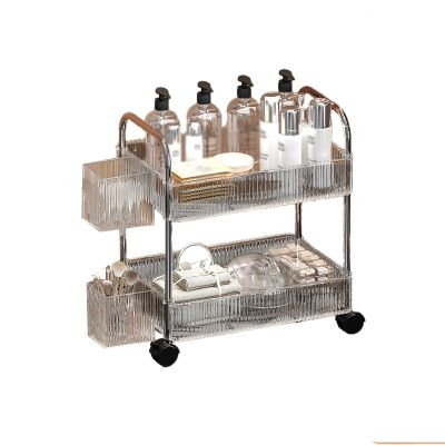 Barbershop Salon Trolley with Wheels, Side Hanging Basket, Compact Storage Solution, 4 Swivel Casters for Easy Mobility, Ideal for Spa & Tattoo (Gray, 38x28x49cm)