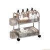 Barbershop Salon Trolley with Wheels, Side Hanging Basket, Compact Storage Solution, 4 Swivel Casters for Easy Mobility, Ideal for Spa & Tattoo (Gray, 38x28x49cm) view 1