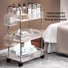 Barbershop Salon Trolley with Wheels, Side Hanging Basket, Compact Storage Solution, 4 Swivel Casters for Easy Mobility, Ideal for Spa & Tattoo (Gray, 38x28x49cm) view 3