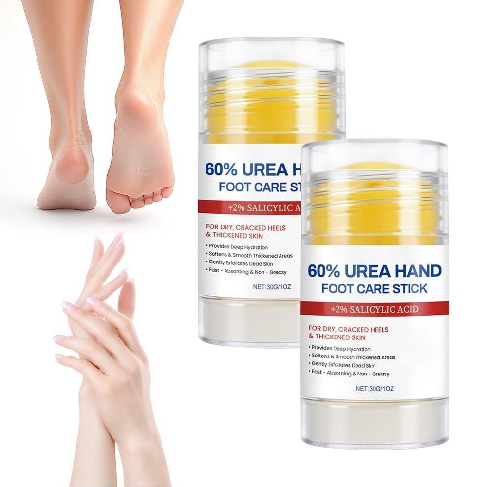 Wenrny Urea Hand Foot Care Sticks for Dry Cracked,2 Pack Roll-On Hand Cream and Foot Cream Sticks-Repairing,Moisturizing and Relieves Cracking,Hydrating Foot Cream,Hands Care Stick,Non-Greasy,1 Oz