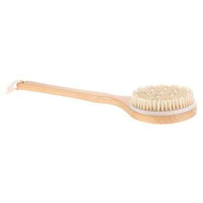 MUCKLILY Long Handle Boar Bristle Back Shower Brush for Exfoliating and Massaging Skin 1-Pack Natural Wood Design for Bathing and Dry Brushing