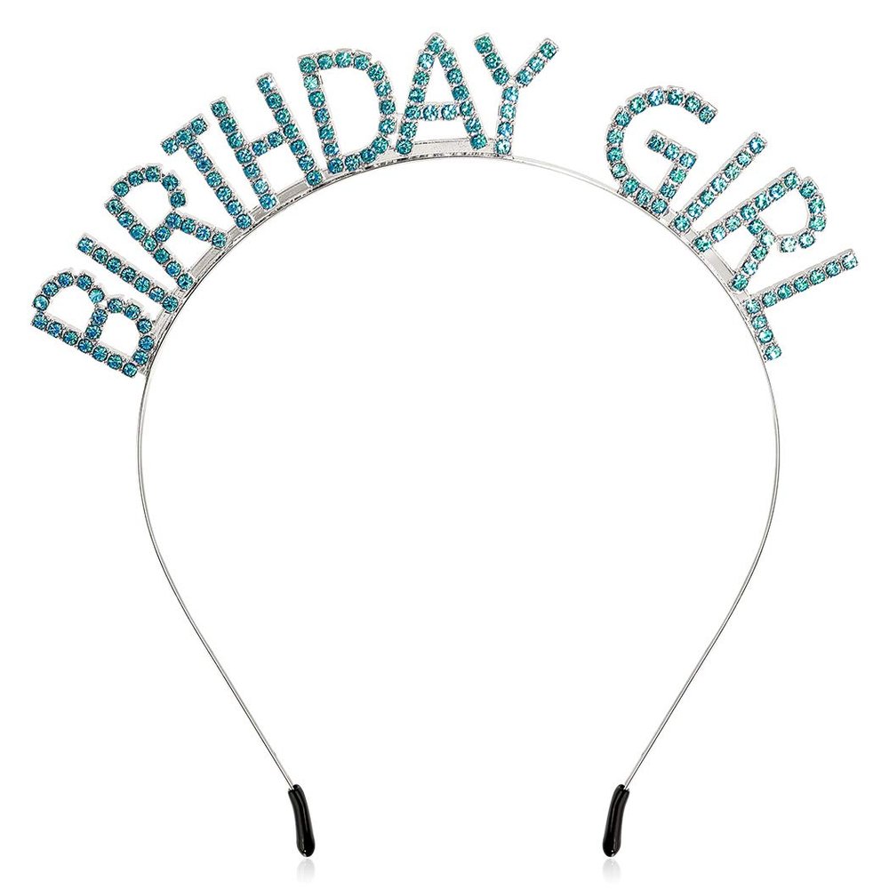 Birthday Girl Headbands for Women Tiara & Crowns for Girls Happy Birthday Party Accessories Favor Venus Supllies Blue, 1 Pack