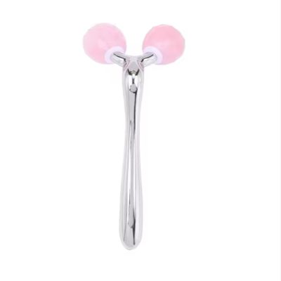 PPENGYYANHODSHIOP 100% Rose Quartz Jade Roller Facial Face-Lift Skin Thin Chin Neck,Silver,1PC