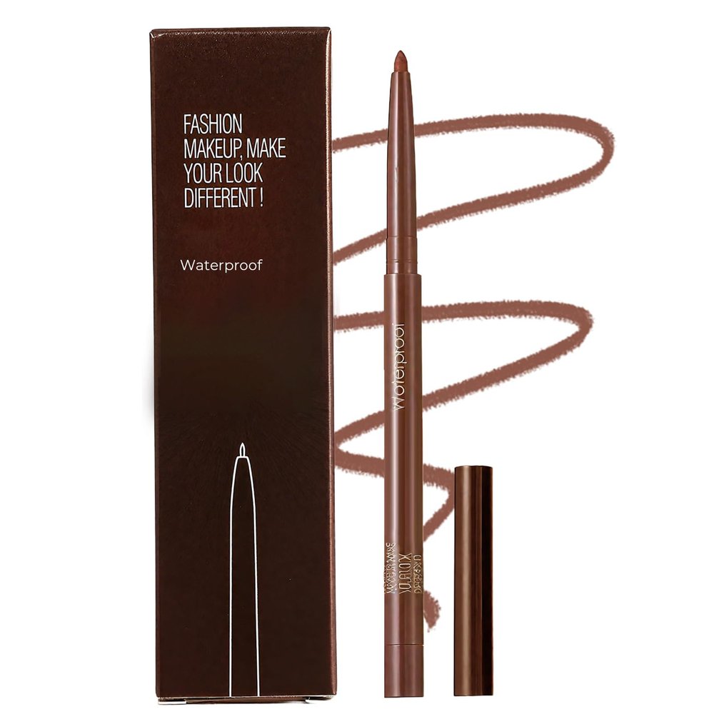 ehnoge Eyeliner Pencil Waterproof Duo Sharpenable Eye Pencil, Long-Lasting Smudge-Proof 2 in 1 Eye Pencils, Smooth Application Eye Liner No Fading Eyeliner Pencils for Daily Makeup (Gold Brown)