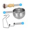 DECHOUS Stainless Steel Shaving Bowl Rack Set 3pcs Beard Brush for Men Facial Cleaning and Grooming Accessories for Home and Travel view 2