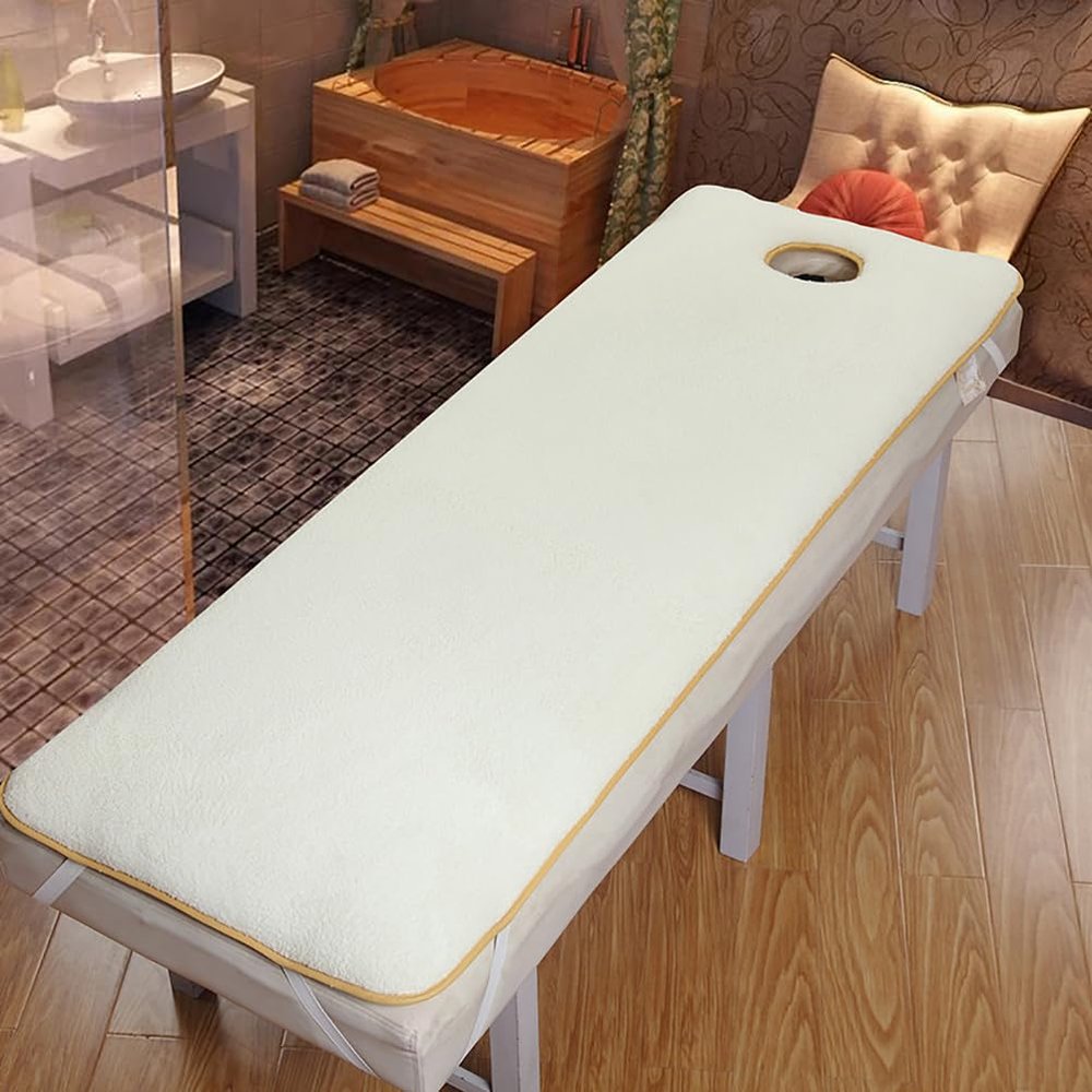 GDDUOYUE Foldable Beauty Massage Bed Mattress Topper with Face Hole  3cm Thick Soft Polyester Spa Table Pad for Esthetician, Salon, Spa, All Season Use,Style 3,60x180cm