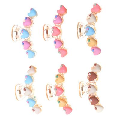 KAILIKETIY 6Pcs Heart Shape Hair Claw Clips for Long Accessories Jumbo Clips for Cooking Working and Everyday Use
