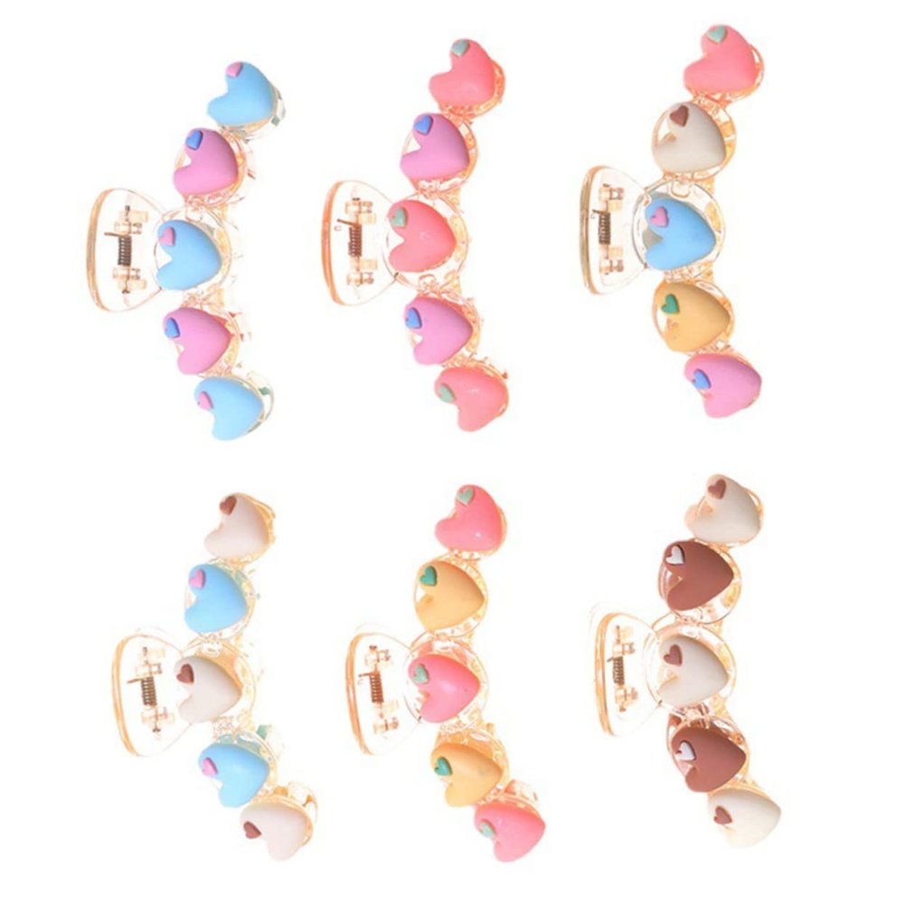 KAILIKETIY 6Pcs Heart Shape Hair Claw Clips for Long Accessories Jumbo Clips for Cooking Working and Everyday Use