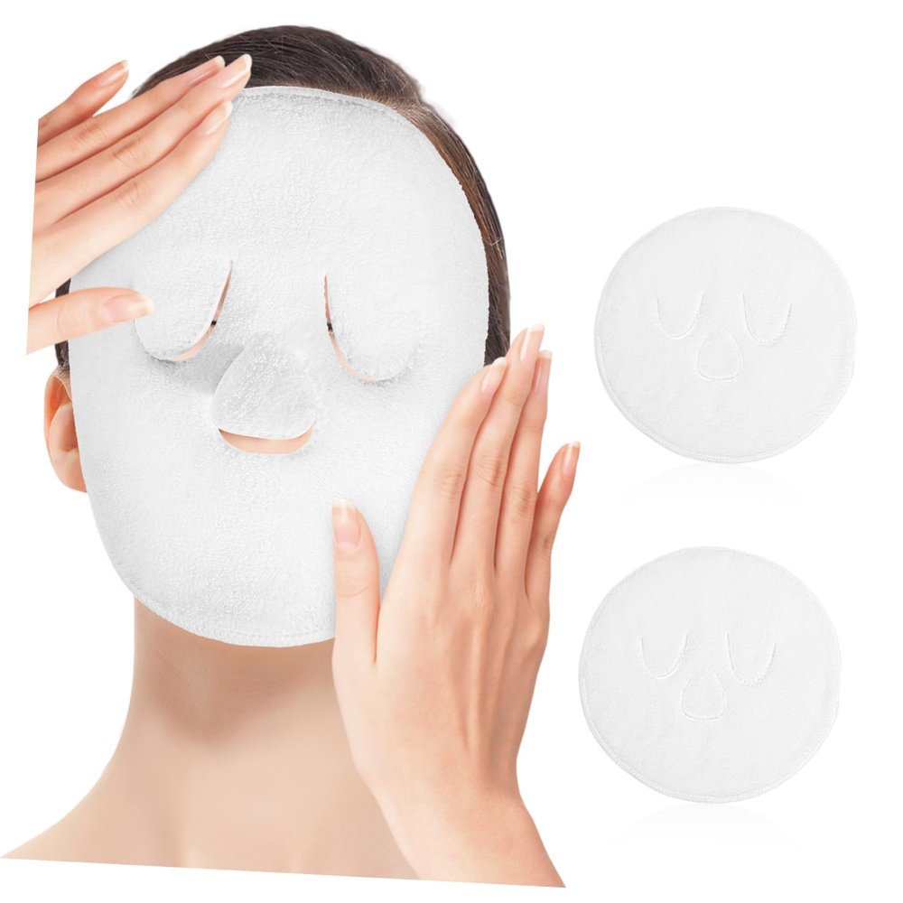 DECHOUS 2Pcs Coral Fleece Compressing Facial Towel for Hot Cold Therapy Soft Mask Towels for Spa Home Use Gentle Face Care Masks for Women