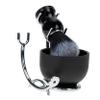 BATHVEVE 1Set Men's Shaving Kit with Brush Stand Foam Bowl Silky Shaving Brush for Comfortable Grooming for Shaving Hair Products Set Black Silver view 1