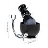 BATHVEVE 1Set Men's Shaving Kit with Brush Stand Foam Bowl Silky Shaving Brush for Comfortable Grooming for Shaving Hair Products Set Black Silver view 2