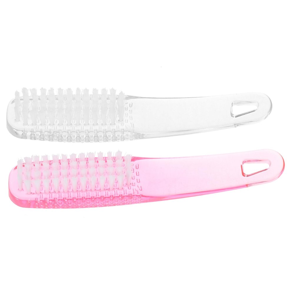 CTIRCHIU 2Pcs Handle Grip Nail Brush Cleaner Durable Plastic Nail Dust Scrubbing Brush with Comfortable Handle for Manicure Pedicure and Nail Art Cleaning Sturdy and Skin Friendly