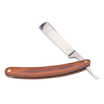 PartyKindom Old Fashioned Manual Shaver with Stainless Steel Blade and Wood Handle Vintage Razor for Smooth Shaving Experience for Men