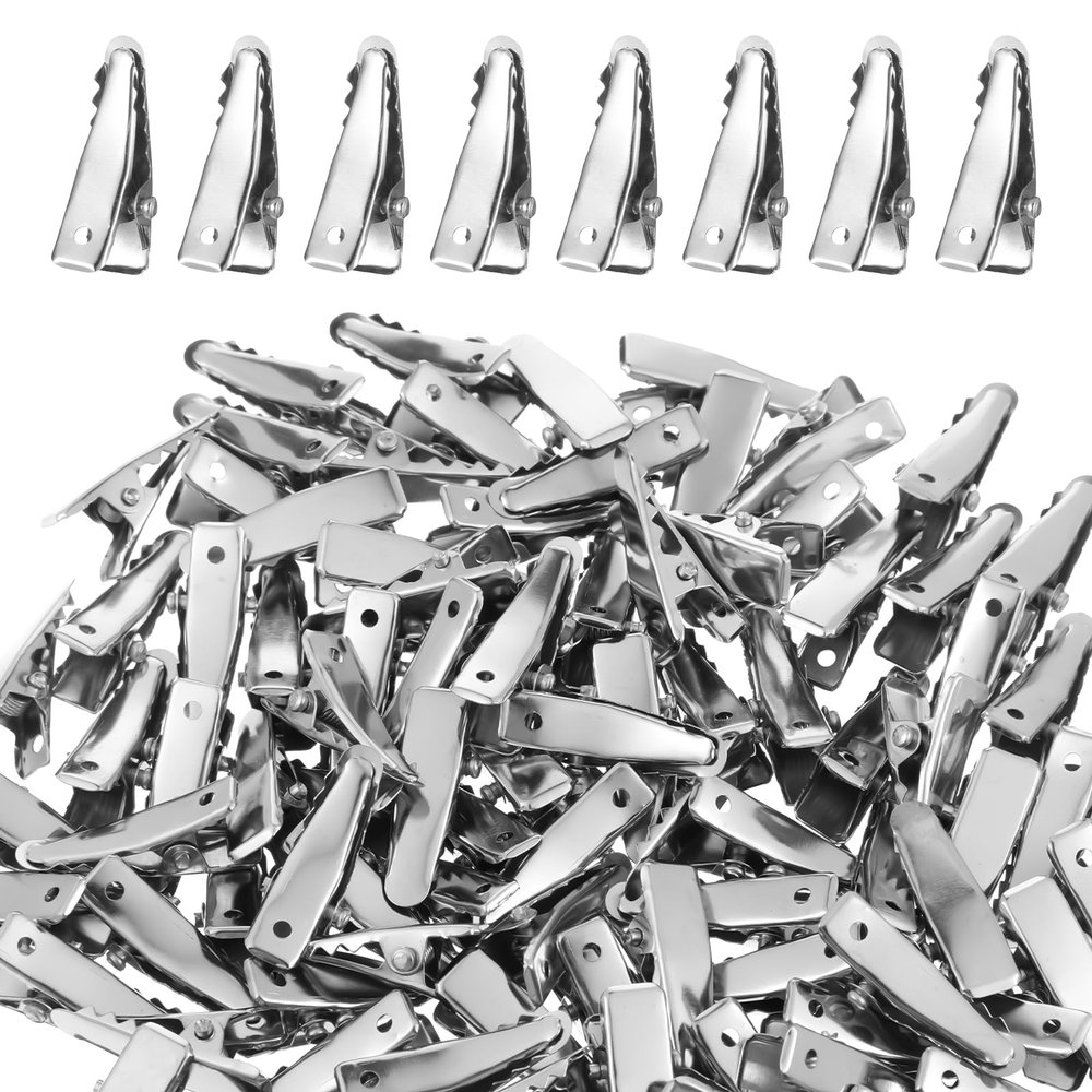 100PCS Small Alligator Clips for Crafts, 24mm Mini Hair Clips, Bulk DIY Hairpins for Bow Making, Silver Metal Hair Bow Clips, Hairdressing Salon Hair Grip for Women Girl