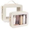 2Pcs Clear Makeup Bag for Women, Large Clear Toiletry Bag with Zipper Travel Cosmetic Case Portable Waterproof Makeup Pouch for Traveling Car Organizers Diaper Bag Organizer Pouches (Dual White) view 1