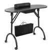 BEUDUOQI Portable & Foldable Manicure Table, Nail Desk Workstation with 4 Lockable Wheels, Client Wrist Pad, Free Carrying Bag, Professional Nail Desk for Home Travel Beauty Salon Workstation,Black a view 1