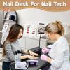 BEUDUOQI Portable & Foldable Manicure Table, Nail Desk Workstation with 4 Lockable Wheels, Client Wrist Pad, Free Carrying Bag, Professional Nail Desk for Home Travel Beauty Salon Workstation,Black a view 4
