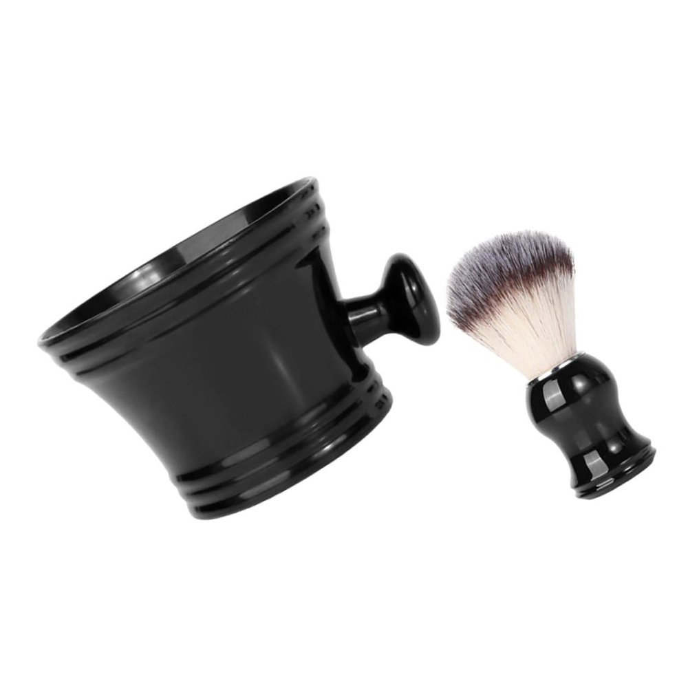 Beavorty 1Set Shaving Brush Set with Foaming Bowl Men's Grooming Kit for Quick Lathering Comfortable Shaving Experience for Fathers Friends Nylon Brush Plastic Soap Bowl