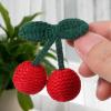 2Pcs Girls Hair Clips, Handmade Crochet Sweet Cherry Shape Hair Barrettes Cherry Claw Clips Cherry Hair Accessories Handmade Crochet Cherrys Accessories Hand-Woven Creative Hairs Slide or Women Hairs view 4