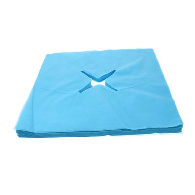 LIFKOME Non-woven Disposable Face Hole Pillow Mats 100pcs Blue Massage Bed Covers for Beauty Salon and Spa Thickened Design for Comfortable Use