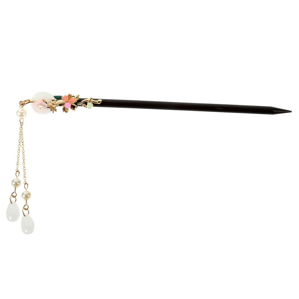 MUCKLILY Wooden Hair Chopsticks for Women Vintage Hair Sticks with Tassel for Parties Cosplay and Weddings Durable Wood and Jade Hair Accessories for Elegant Hair Buns