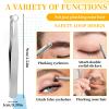2PCS Nose Hair Trimming Tweezers, Universal Nasal Clippers for Men and Women, Silver Stainless Steel Nose Hair Clippers, Nose-Hair Trimmer with Leather Case for Ear-Hair, Eyebrows and Body-Hair view 2