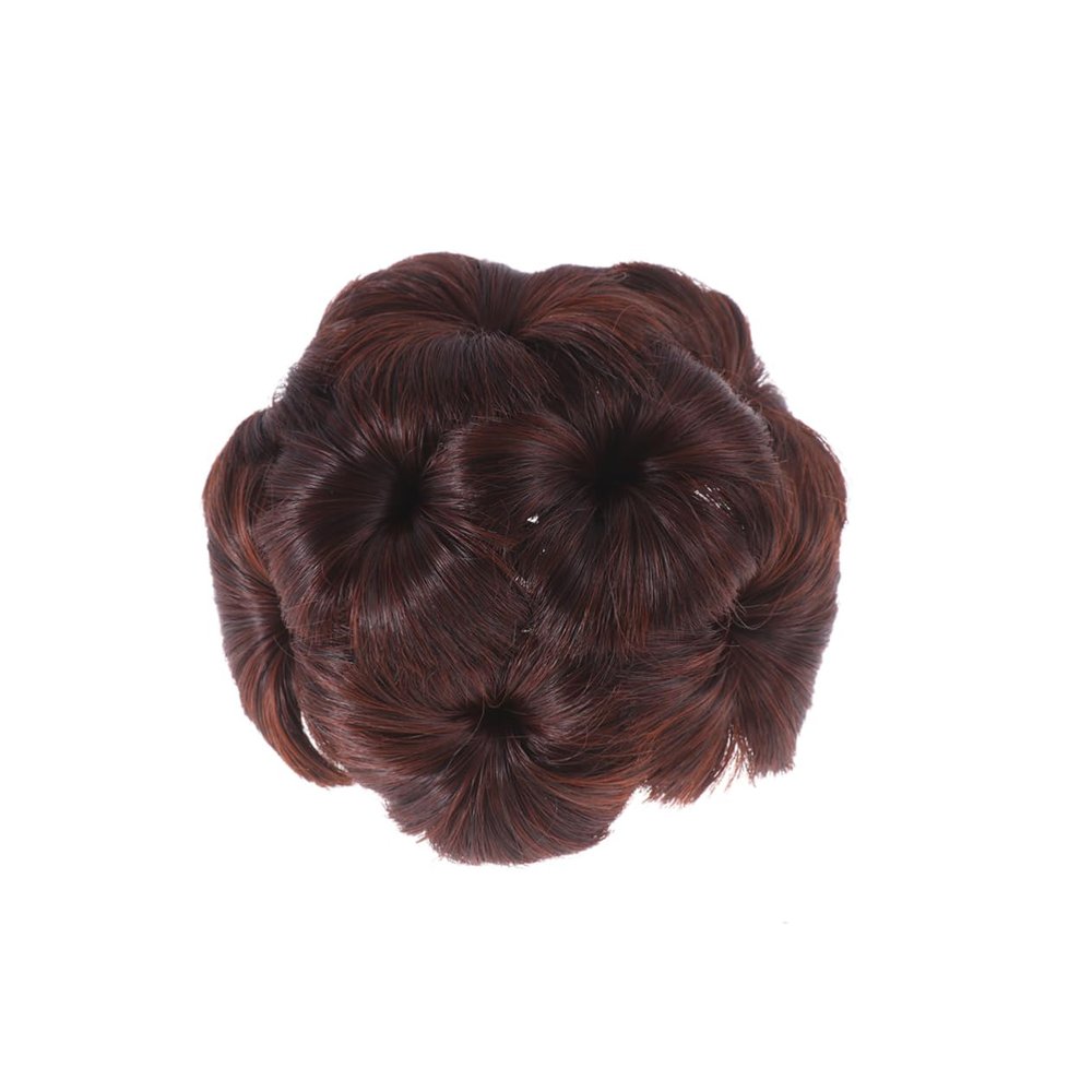 DECOMELODY 1Pc Flower Design Synthetic Hair Updo Clip Durable Chignon Jaw Clip for Women Dark Brown Hair Bun Accessory for Creating Elegant Hairstyles