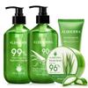 Aloderma Aloe Vera Gels Set, 4 Pieces - 300g Aloe Gel, 300g Aloe Gel + Tea Tree Oil, 200g Aloe Vera Gel, 114g Aloe Vera Gel - Hydrating, Soothing, Moisturizing view 1