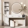 EMERAT Salon Station for Hair Stylist Station Barber Desk - Barber Station Wall Mount with Cabinet,Hair Stations Equipment Hair Dryer Holder,Drawers,Barber Beauty Station Without Mirror(White) view 1