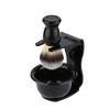 OATIPHO Nylon Shaving Razor Brush Set with Acrylic Stand and Soap Bowl Durable Facial Cleaning Kit for Men Wear Resistant Base Smooth Edges and Organized Bathroom Grooming Essentials view 1
