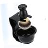 OATIPHO Nylon Shaving Razor Brush Set with Acrylic Stand and Soap Bowl Durable Facial Cleaning Kit for Men Wear Resistant Base Smooth Edges and Organized Bathroom Grooming Essentials view 4