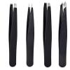 4-Piece Professional Tweezers Set, Stainless Steel Precision Tweezers for Eyebrows, Ingrown Hair & Splinter Removal, Includes Travel Case, Black - Perfect for Men & Women view 1