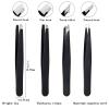4-Piece Professional Tweezers Set, Stainless Steel Precision Tweezers for Eyebrows, Ingrown Hair & Splinter Removal, Includes Travel Case, Black - Perfect for Men & Women view 2