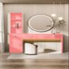 EMERAT Salon Station for Hair Stylist Station Barber Desk - Barber Station Wall Mount with Cabinet,Hair Stations Equipment Hair Dryer Holder,Drawers,Barber Beauty Station Without Mirror(Pink) view 1
